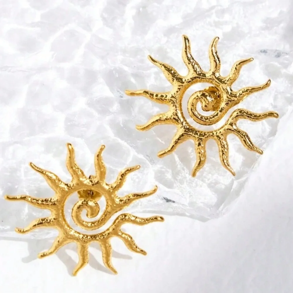 Anthropologie Gold Sunburst Earrings